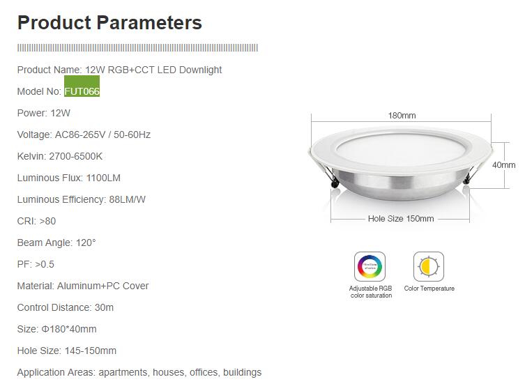 Original Mi Light RGB+CCT Ceiling Downlight AC86-265V 6W 12W 15W Waterproof Remote WiFi Control LED Panel light With LED Driver