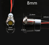 6mm 8mm 10mm 12mm 14mm Waterproof IP67 Metal LED Warning Indicator Light Signal Lamp Pilot Wire 3V 5V 12V 24V 110V 220V Red Blue