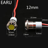 6mm 8mm 10mm 12mm 14mm Waterproof IP67 Metal LED Warning Indicator Light Signal Lamp Pilot Wire 3V 5V 12V 24V 110V 220V Red Blue