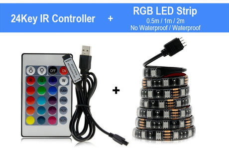 USB LED Strip 5050 RGB Changeable 5V Waterproof / No Waterproof  with USB Controller Set DIY TV Decoration LED Light.