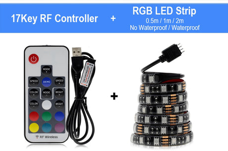 USB LED Strip 5050 RGB Changeable 5V Waterproof / No Waterproof  with USB Controller Set DIY TV Decoration LED Light.
