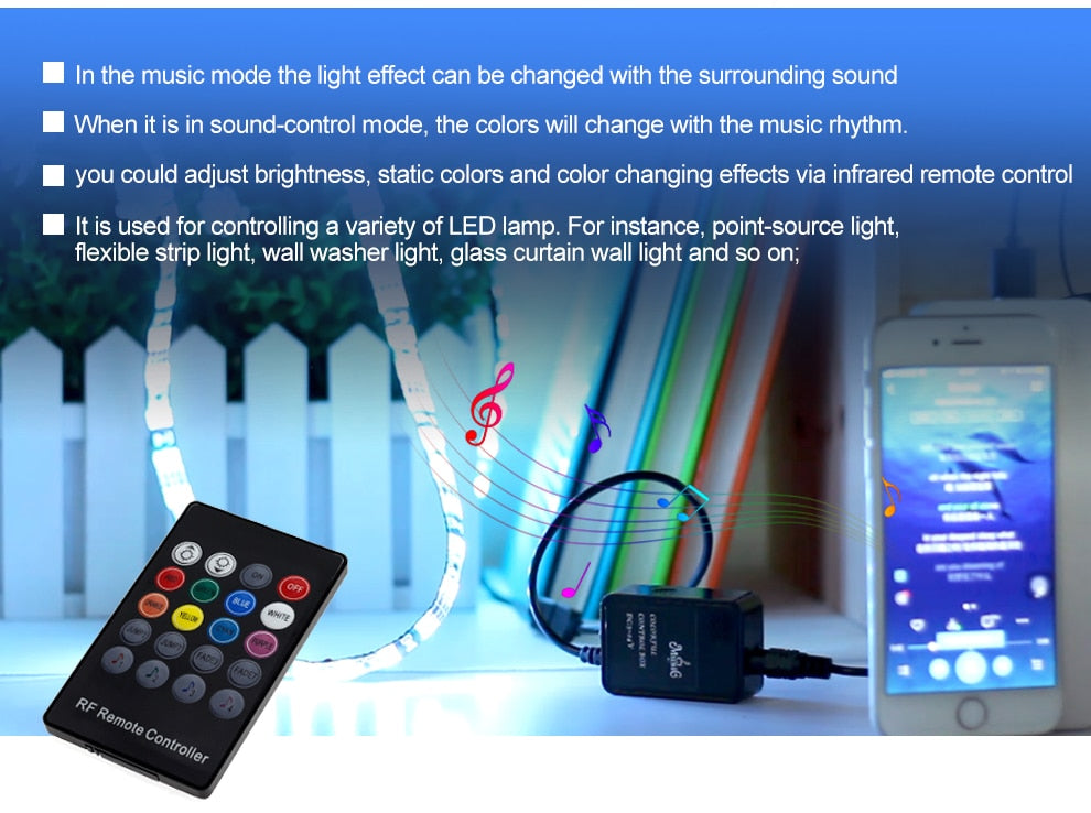 USB LED Strip 5050 RGB Changeable 5V Waterproof / No Waterproof  with USB Controller Set DIY TV Decoration LED Light.