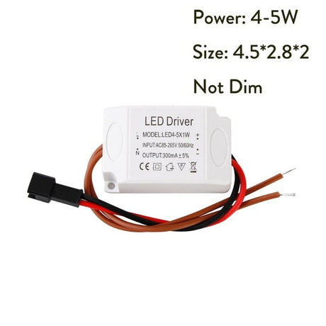 LED Constant Current Driver 85-265V 1-3W 4-5W 4-7W 8-12W 18-24W Power Supply Output 300mA External Drive For LED Downlight