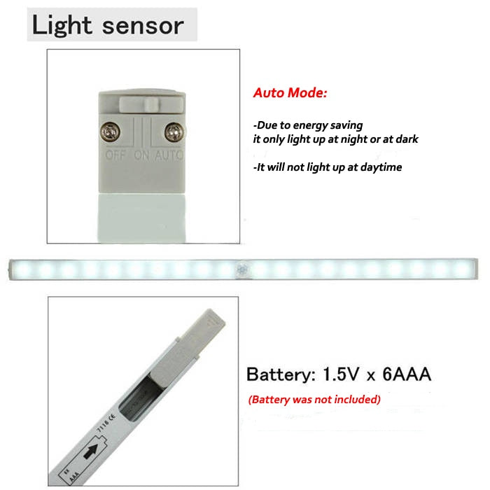 Battery Power 20 LED Infrared PIR Motion Sensor Night Light Cabinet Wardrobe Closet Night Light With Motion Sensor Auto/On/Off