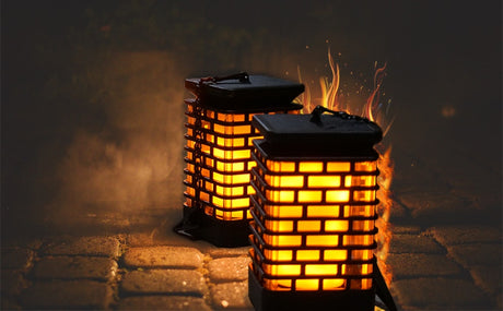 Solar Lights Flicking Flame Outdoor Solar Lantern Lamp Light Solar Powered LED Waterproof Hanging Light for garden yard pathway