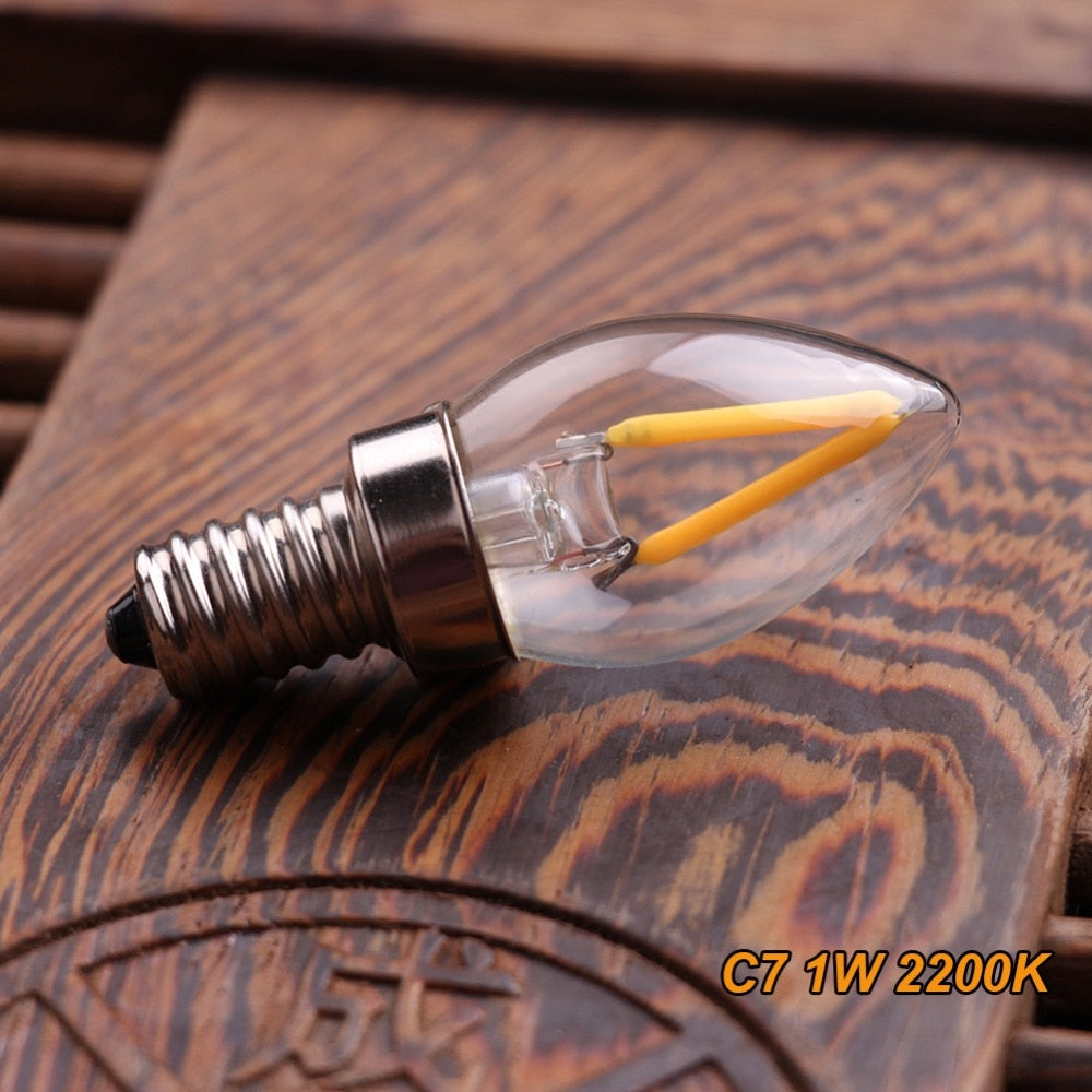 E14 Led Dimmable Bulb E12 E14 220V 0.5W 1W 2W LED Lamp LED Filament Night Light Chandelier LED Edison Bulbs C7 T20 T22