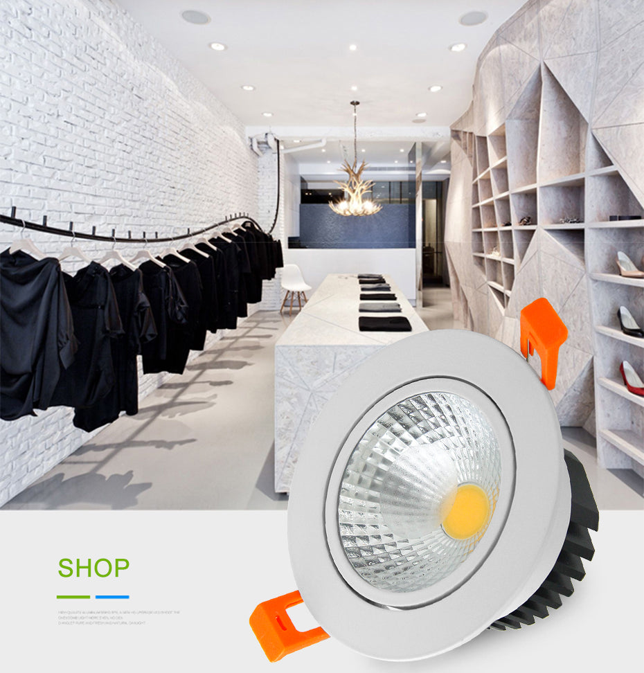 DBF LED Ceiling Lamp Dimmable COB LED Downlight 6W 9W 12W 15W LED Spot light Cold White/Natural White/Warm White AC85V-265V