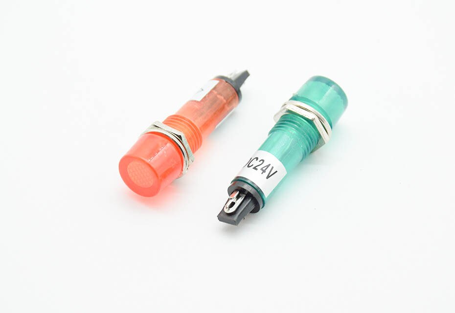 Signal Lamp Panel Mounting Neon Indicator Red Green orange Lights 220V 12V 24VDC Mounting hole 10mm