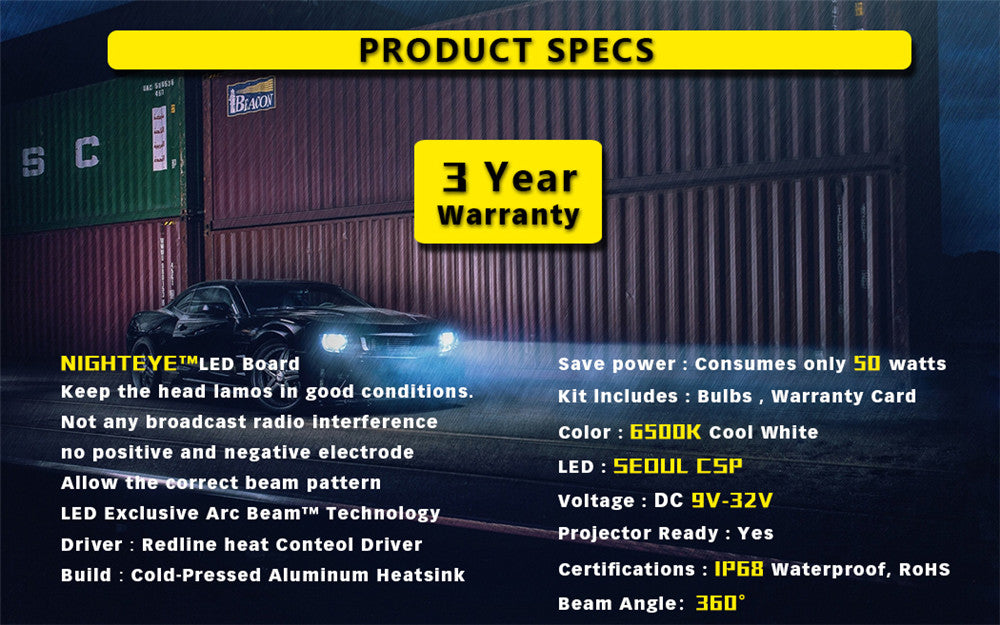 Night eye Led H4 H7 H8 H9 H11 8000LM 50W 6500K Car LED Headlights White Fog Lamps 9005 HB3 9006 HB4 Fog Light Bulbs