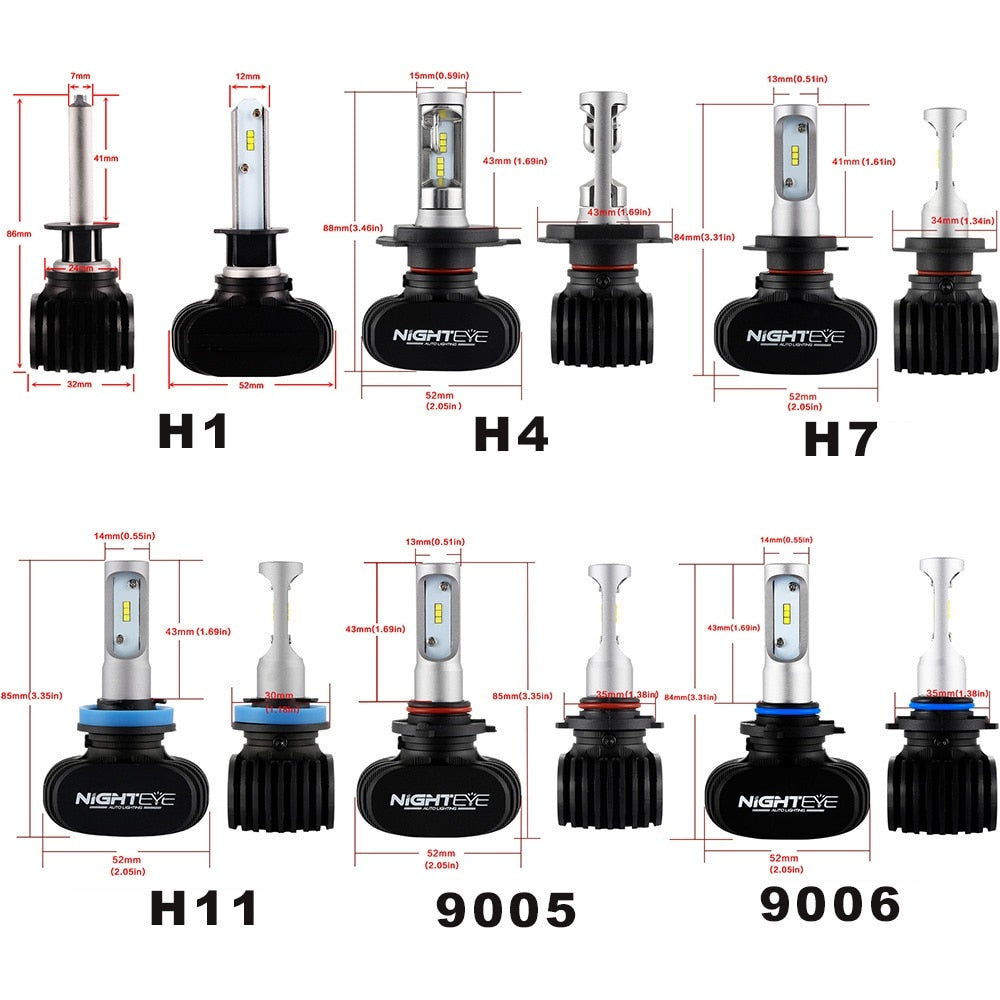 H 5osram Led Headlight Bulbs 6000k H1 H4 H7 H11 9005 9007 25w High/low Beam