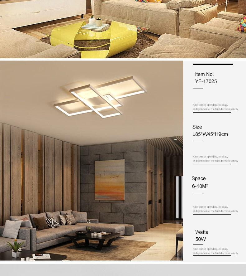 Black/White LED Ceiling Chandelier For Living Study Room Bedroom Aluminum Modern Led Ceiling Chandelier