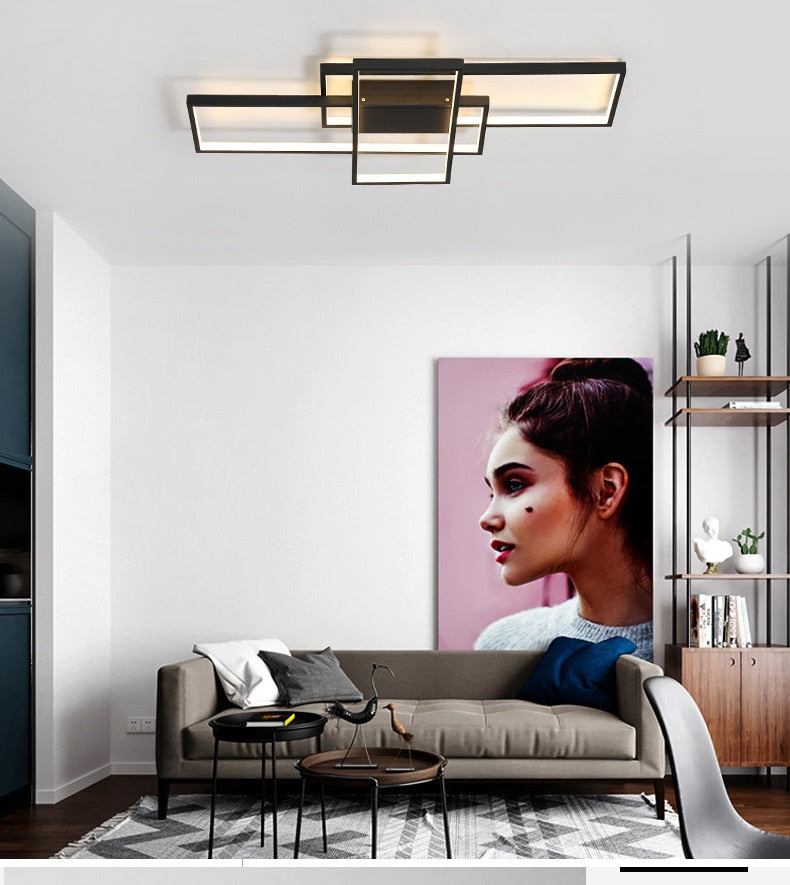 Black/White LED Ceiling Chandelier For Living Study Room Bedroom Aluminum Modern Led Ceiling Chandelier