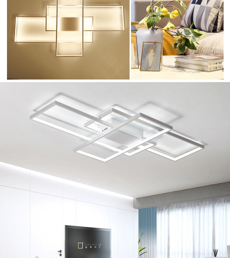 Black/White LED Ceiling Chandelier For Living Study Room Bedroom Aluminum Modern Led Ceiling Chandelier