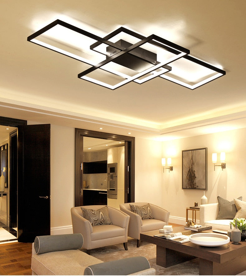 Black/White LED Ceiling Chandelier For Living Study Room Bedroom Aluminum Modern Led Ceiling Chandelier