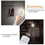 Battery Operated Dimmable LED Under Cabinet Light COB LED Puck Lights Closets Lights with Remote Control for Wardrobe Bathroom