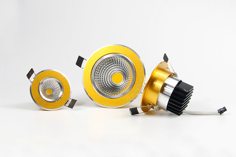 DBF Super Bright Recessed Gold LED Dimmable Downlight COB 5W 7W 10W 12W LED Spot Light LED Decoration Ceiling Lamp AC 110V 220V