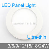 Ultra thin design 3W/6W/9W/12W/15W/18W/24W LED ceiling recessed grid downlight/ slim round panel light / LED light
