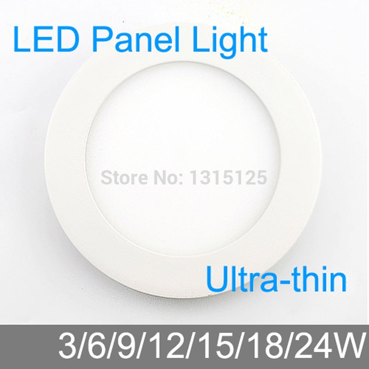Ultra thin design 3W/6W/9W/12W/15W/18W/24W LED ceiling recessed grid downlight/ slim round panel light / LED light