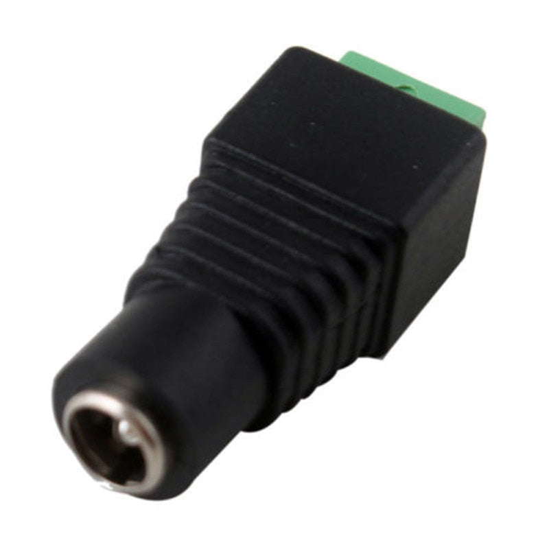 5.5mm x 2.1mm Female Male DC Power Plug Adapter for 5050 3528 5060 Single Color LED Strip and CCTV Cameras