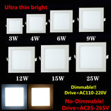 LED Downlight 4W 6W 9W 12W 15W 25W Square/Round Ultrathin SMD 2835 Power Driver Ceiling Panel Lights Cool/Natural/Warm White