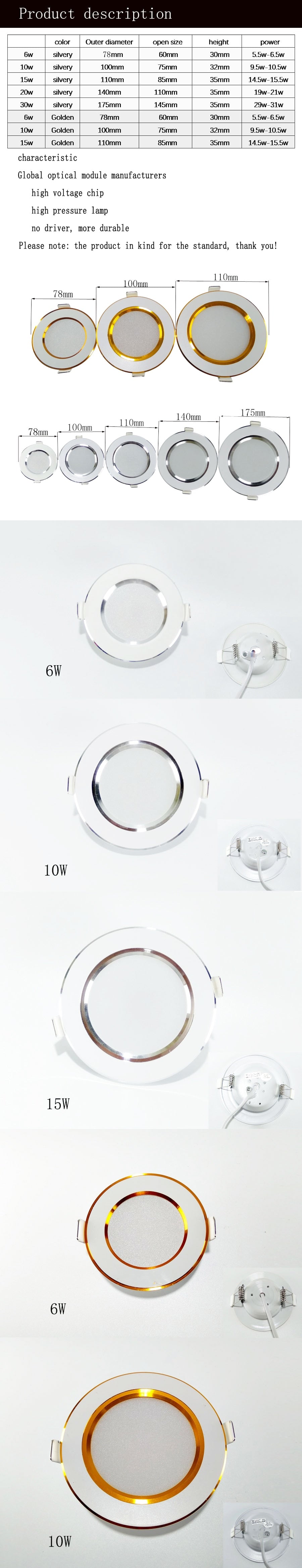 Led Downlights 6W 10W 15W 20W 30W 110V 220V LED Ceiling Downlight 2835 Lamps Led Ceiling Lamp Home Indoor Lighting