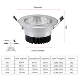 Dimmable LED Downlight COB Ceiling Spot Lighting 6W 9W 12W 15W Led Bulb Bedroom Kitchen Indoor ceiling recessed Lights