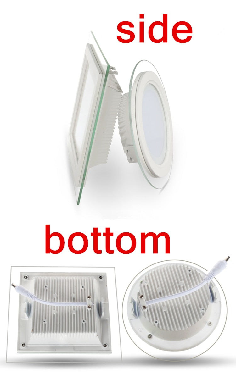 LED Panel Downlight 1PCS Dimmable Super Bright Glass Square round Ceiling Recessed Panel Lights LED Spot Light Bulb AC110V 220V