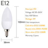 3W Led Candle Bulb E14 E27 E12 B22 B15 110V 220V Save Energy Spotlight Chandiler Crystal Lamp Ampoule Bombillas Home Lights