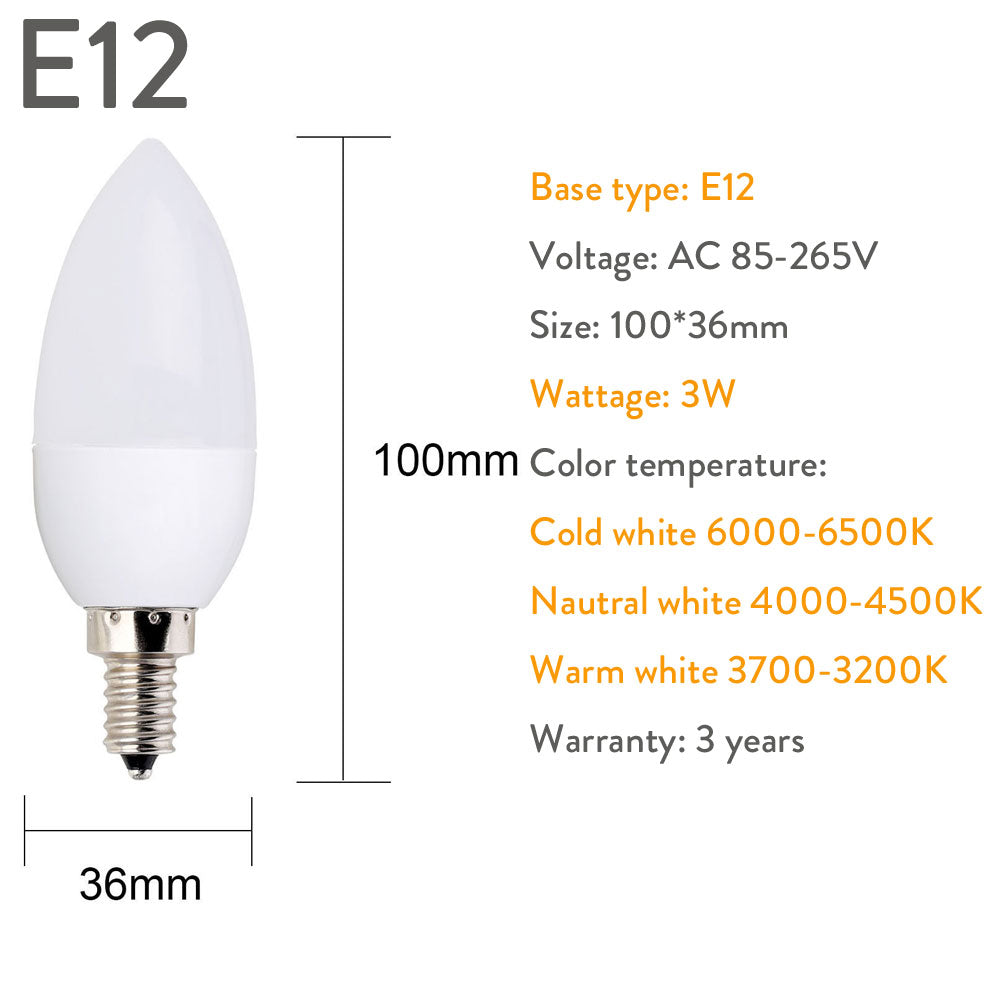 3W Led Candle Bulb E14 E27 E12 B22 B15 110V 220V Save Energy Spotlight Chandiler Crystal Lamp Ampoule Bombillas Home Lights