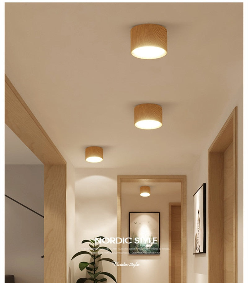 DBF Wood Grain LED Surface Mount Ceiling Spot Light 5W/12W Ceiling Light for Living Room Bedroom Home Decoration Indoor Lighting