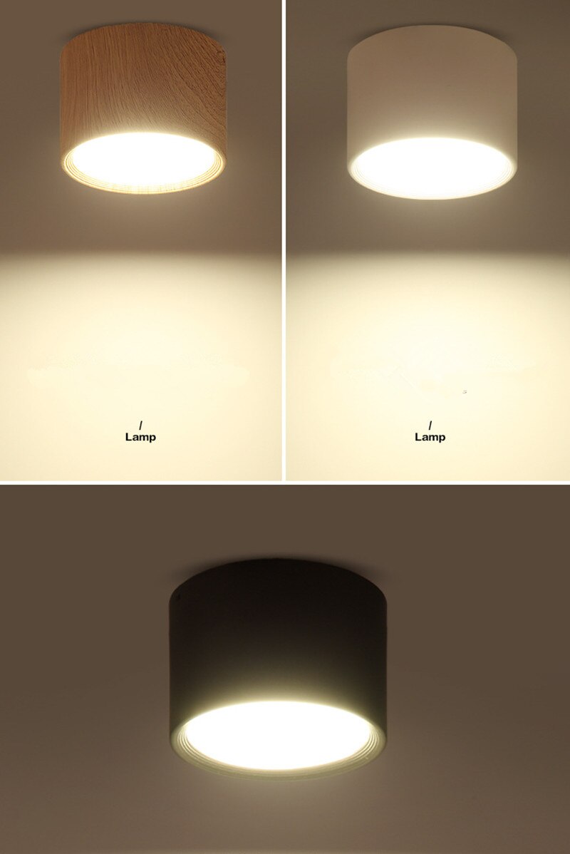 DBF Wood Grain LED Surface Mount Ceiling Spot Light 5W/12W Ceiling Light for Living Room Bedroom Home Decoration Indoor Lighting