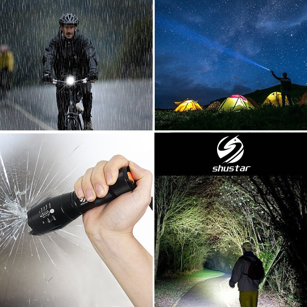 Led flashlight Ultra Bright torch T6/L2/V6 Camping light 5 switch Modes waterproof Zoomable Bicycle Light  18650 battery