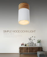 LED Downlight Wood Ceiling Lamp for Living Room Bedroom kitchen Corridor Hallways AC85-260V 5W Surface Mounted Downlight
