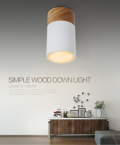 LED Downlight Wood Ceiling Lamp for Living Room Bedroom kitchen Corridor Hallways AC85-260V 5W Surface Mounted Downlight