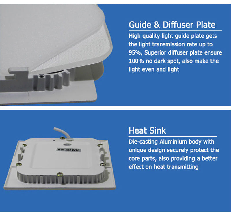 LED downlight  Square LED panel / panel light led ceiling Recessed fixtures lamp  AC85-265V