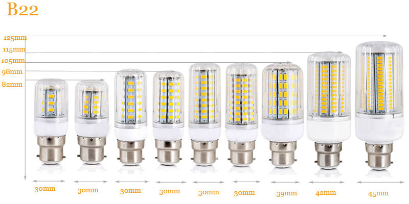 LED Corn Lights B22 Bayonet 5730 SMD Energy Saving Bulbs 12W 15W 20W 25W 30W Lampada Ampoule Lighting Leds Lamp Bombillas Bulb