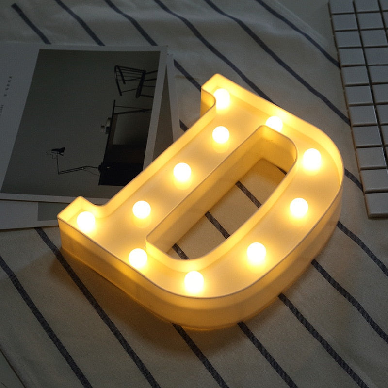 26 Letters White LED Night Light Marquee Sign Alphabet Lamp For Birthday New Year Valentine's Day Decoration