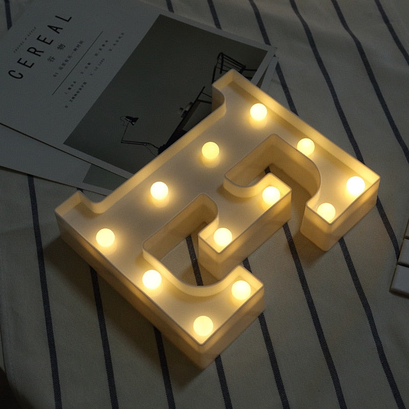 26 Letters White LED Night Light Marquee Sign Alphabet Lamp For Birthday New Year Valentine's Day Decoration