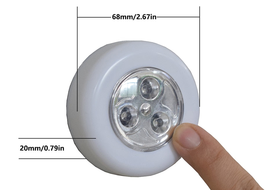 4 Colors 3 LED Closet Under Cabinet Lamp AAA Battery Powered Wireless Touch Switch Kitchen Wall Car Night Light for Car Boot