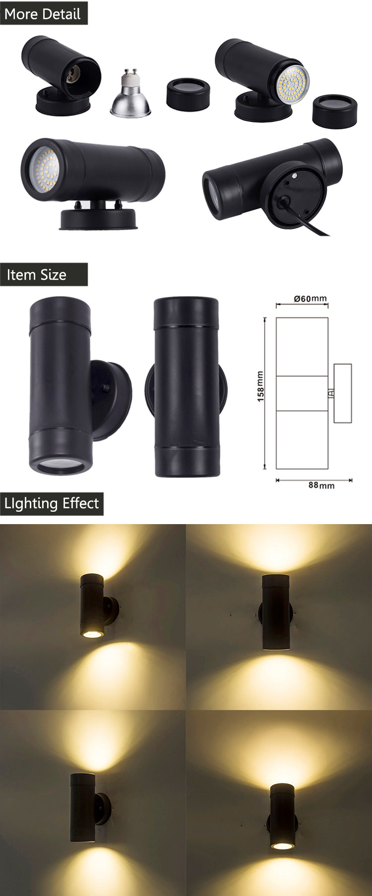 Modern up down LED Outdoor Wall Light Waterproof IP65 Wall Lamp AC 85-265V porch outdoor lighting