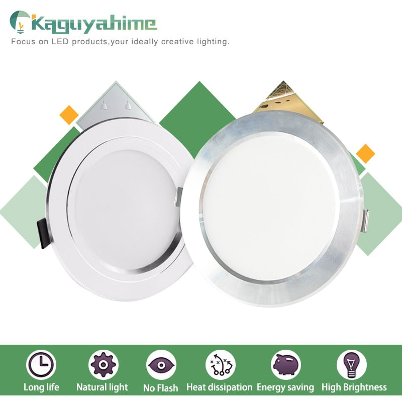 Kaguyahime LED Spot Light 5W 9W 15W 18W Silver White Ultra Thin AC 110V 220V Round Recessed LED Downlight LED Spot Lighting 12W