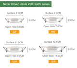 Kaguyahime LED Spot Light 5W 9W 15W 18W Silver White Ultra Thin AC 110V 220V Round Recessed LED Downlight LED Spot Lighting 12W