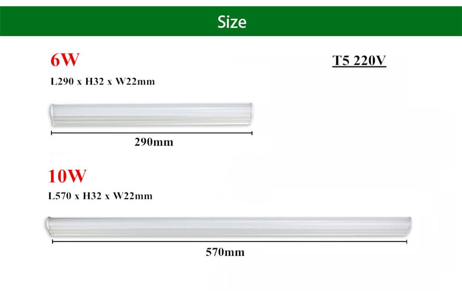 LED Tube T5 Light 29CM 57CM 220V~240V LED Fluorescent Tube LED T5 Led Lamp 6W 10W Cold White Light Lampada Ampoule PVC Plastic