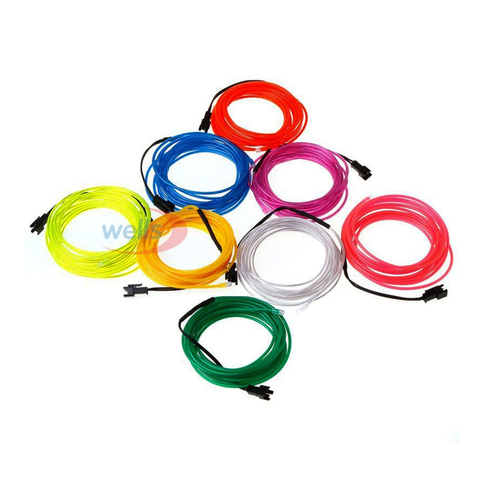 Flexible Neon Light Glow EL Wire Rope tape Cable Strip LED Neon Lights Shoes Clothing Car decorative ribbon lamp 3V