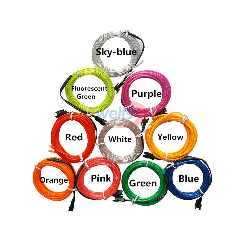 Flexible Neon Light Glow EL Wire Rope tape Cable Strip LED Neon Lights Shoes Clothing Car decorative ribbon lamp 3V
