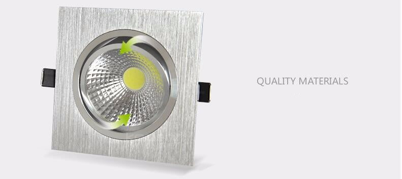 LED square COB Downlight Dimmable ac80-240V 7W 9W 12W Recessed Led ceiling lamp Spot light Bulbs Indoor Lighting