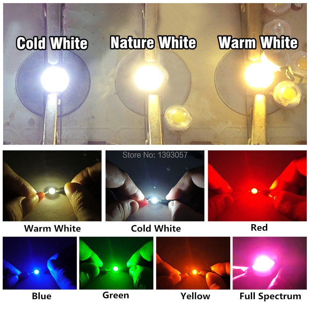 LED 3W 1W 10pcs High Power LED Chip Light Beads Cold White Warm White Red Green Blue Yellow For SpotLight Downlight Lamp Bulb