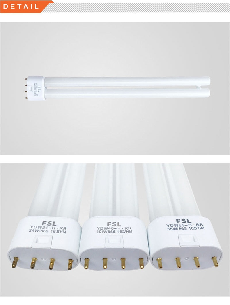 PL-L 2G11 Base Energy Saving Tube H 18W 24W 36W 40W 55W Fluorescent Lamp 4 Pins Twin-Tube Energy-saving Light Bulb White Yellow