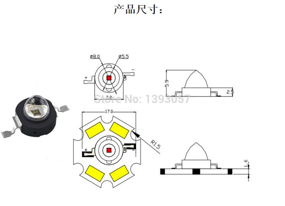 5 PCS 3W Infrared IR High Power LEDs Emitter CCTV Camera IR Diode for Security Black LEDs  850nm 940nm 3W 700mA