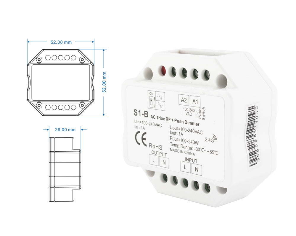 LED Dimmer Switch Triac AC 220V 230V 110V 2.4G Wireless RF Remote Dimmable Push Switch Smart Wifi Dimmer for LED Bulb Light Lamp